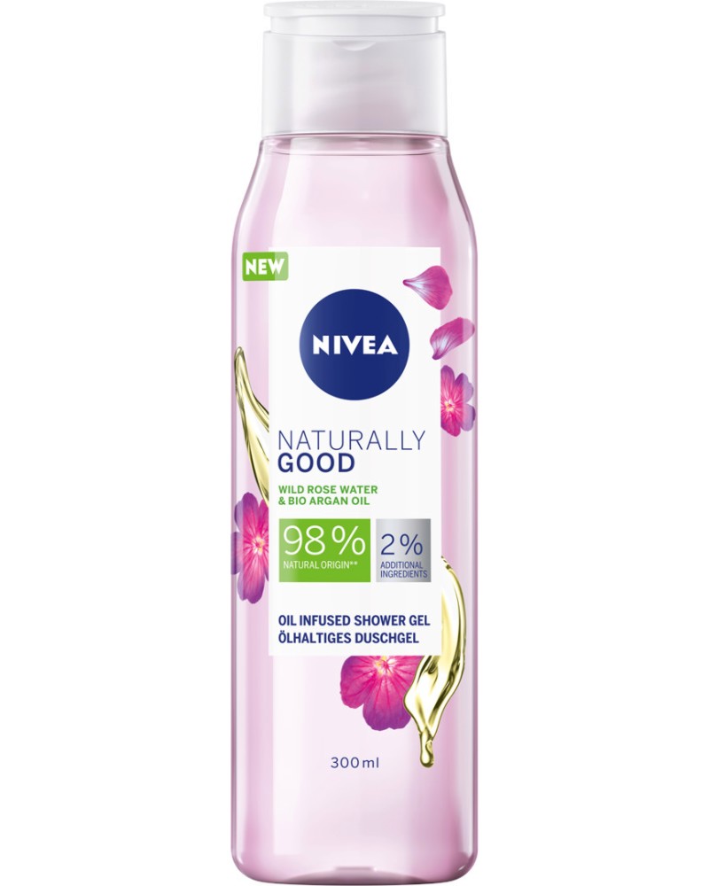 Nivea Naturally Good Wild Rose Water & Bio Argan Oil Shower Gel -            -  