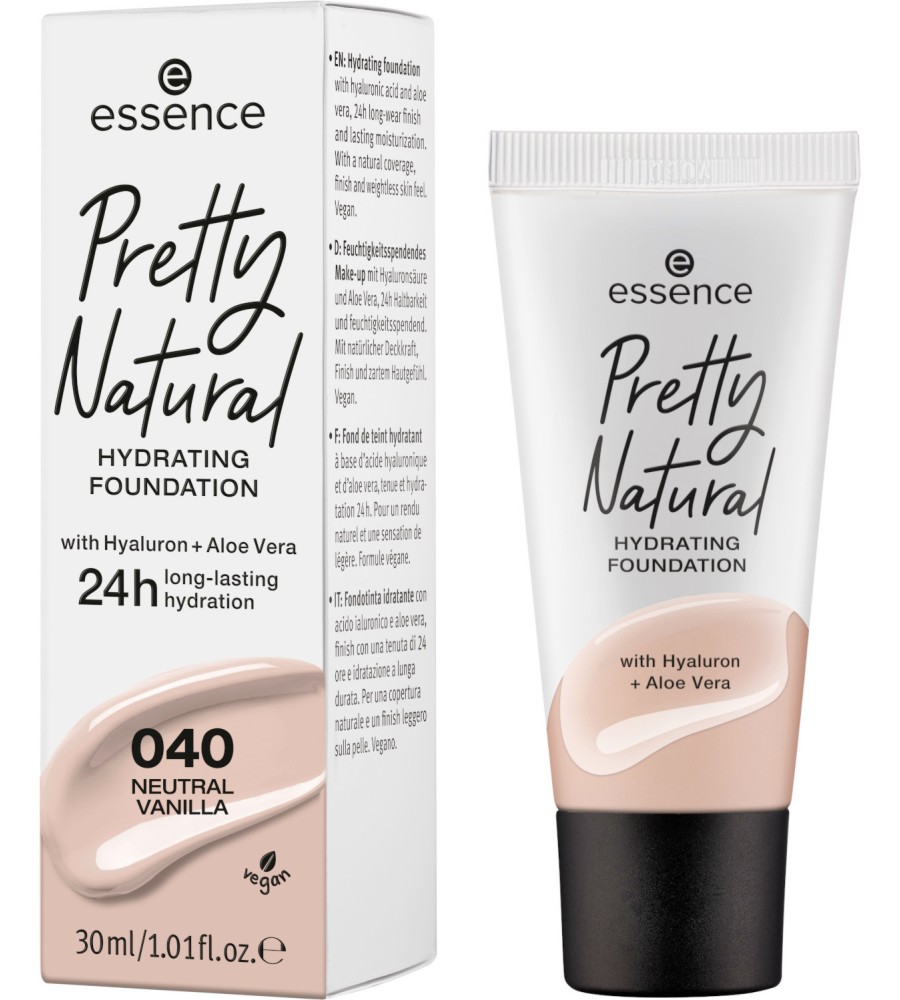 Essence Pretty Natural Hydrating Foundation Essence Pretty Natural Hydrating Foundation - Хидратиращ фон дьо тен с хиалуронова киселина и алое - фон дьо тен