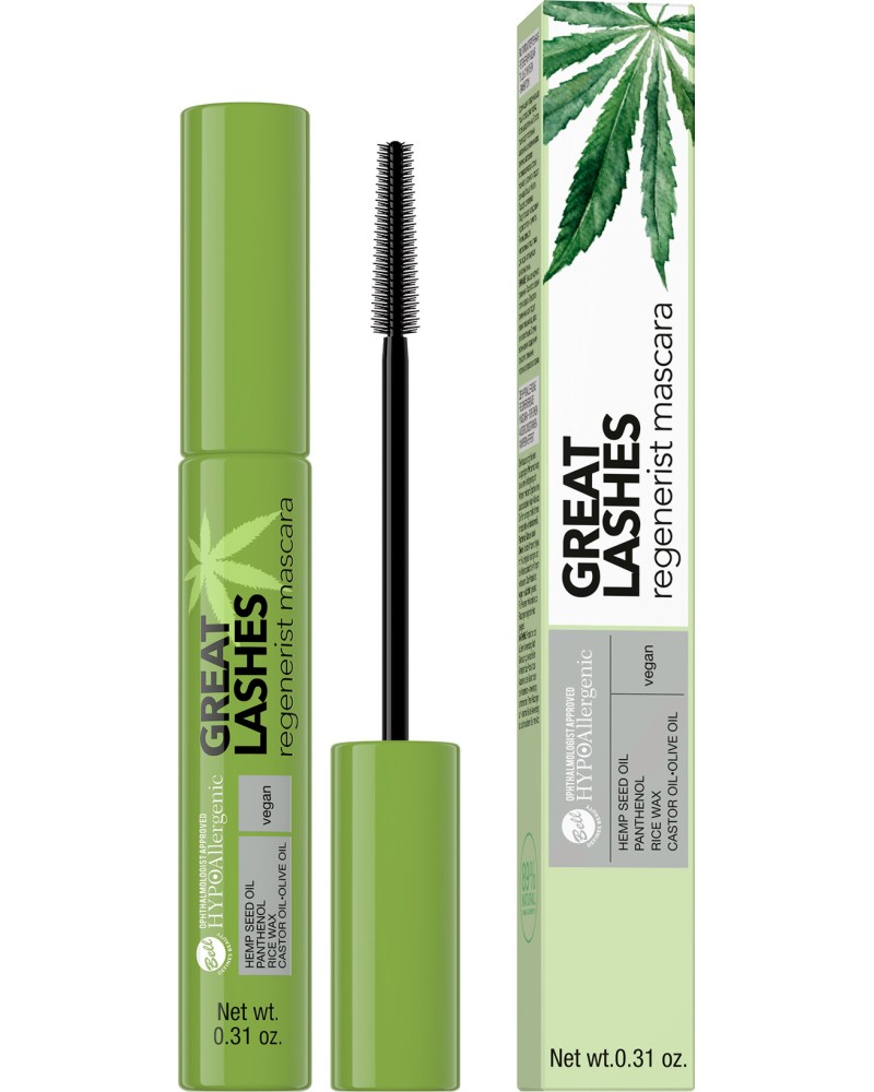 Bell HYPOAllergenic Great Lashes Regenerist Mascara Bell HYPOAllergenic Great Lashes Regenerist Mascara - Регенерираща спирала с мулти ефект от серията HYPOAllergenic - спирала