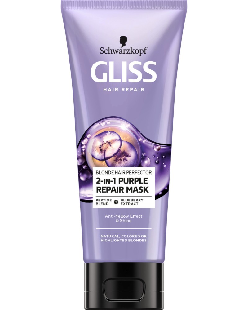 Gliss Blonde Hair Perfector 2 in 1 Purple Repair Mask -        - 