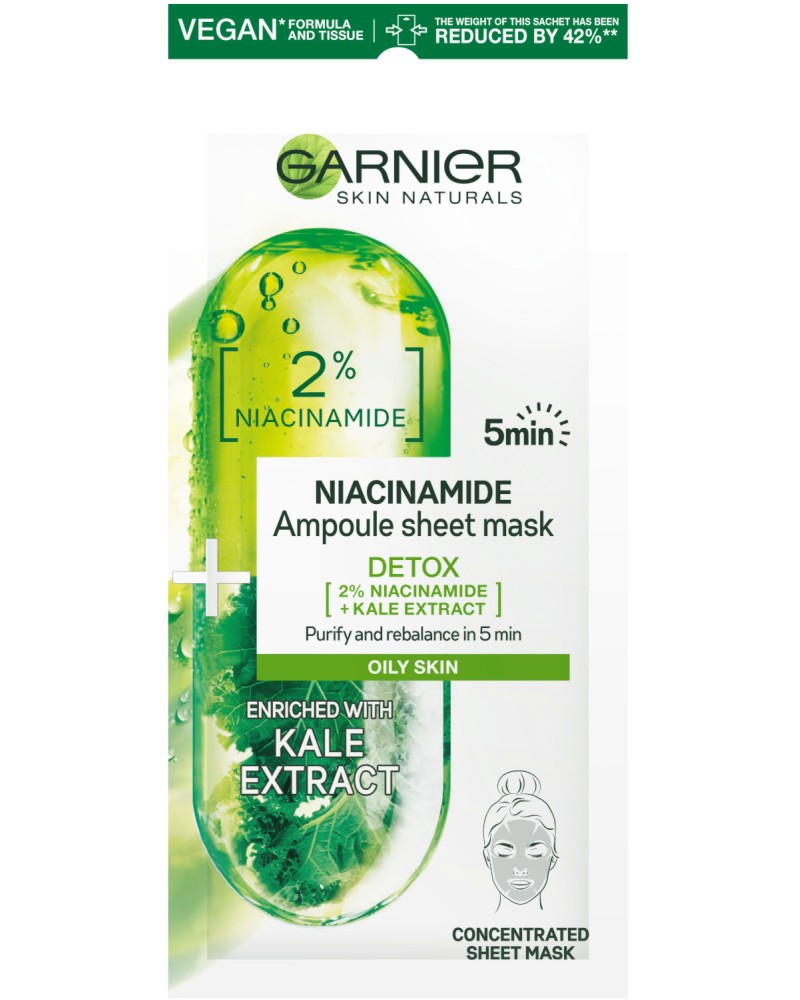 Garnier Detox Niacinamide Ampoule Sheet Mask -        - 