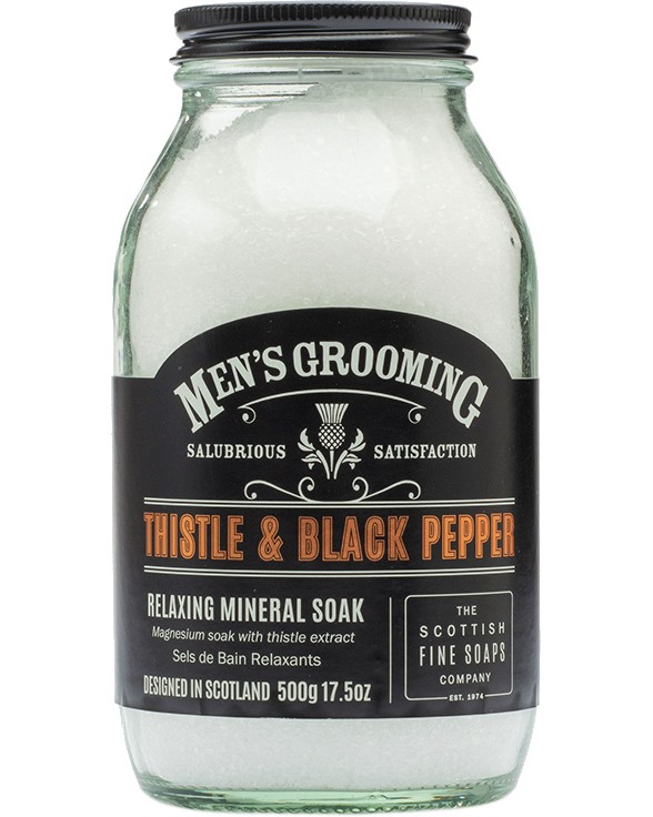 Scottish Fine Soaps Men's Grooming Thistle & Black Pepper Mineral Soak Scottish Fine Soaps Men's Grooming Thistle & Black Pepper Mineral Soak - Соли за вана за мъже от серията Men's Grooming - продукт