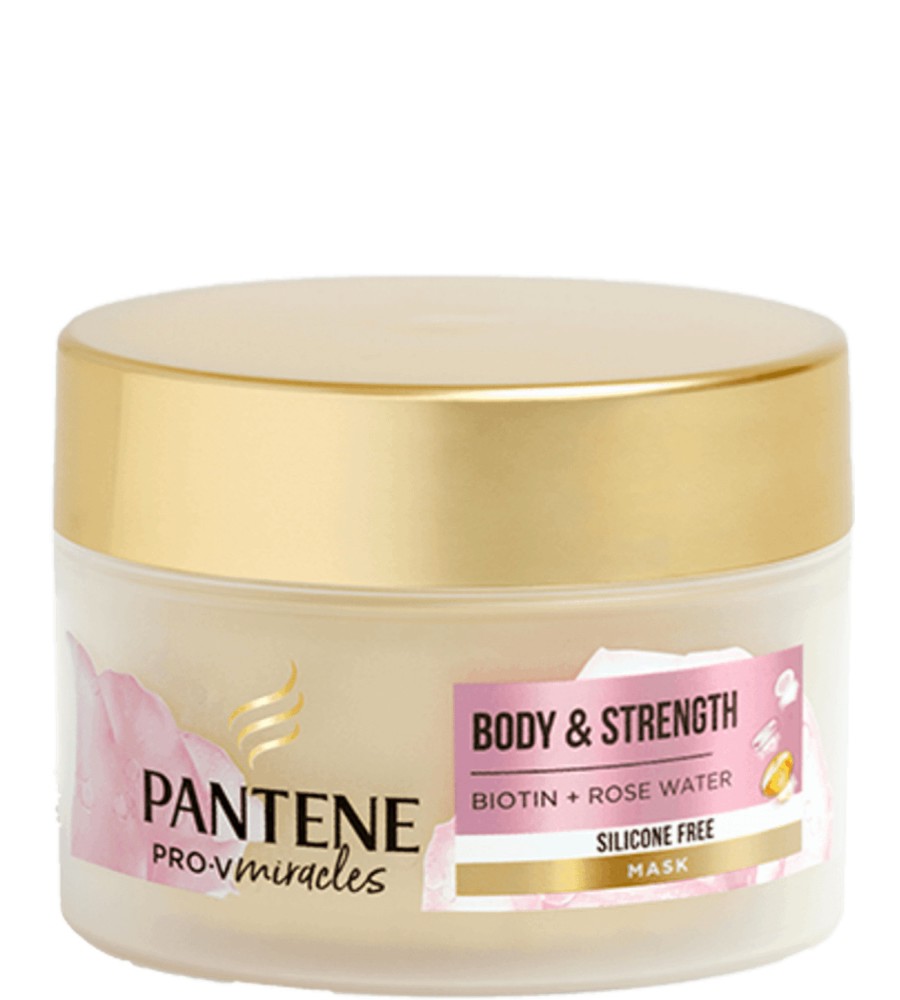 Pantene Pro-V Miracles Body & Strength Mask - Маска за коса с биотин и розова вода от серията Pro-V Miracles - маска