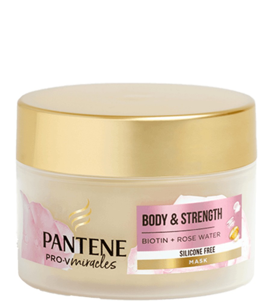 Pantene Pro-V Miracles Body & Strength Mask Pantene Pro-V Miracles Body & Strength Mask - Маска за коса с биотин и розова вода от серията Pro-V Miracles - маска