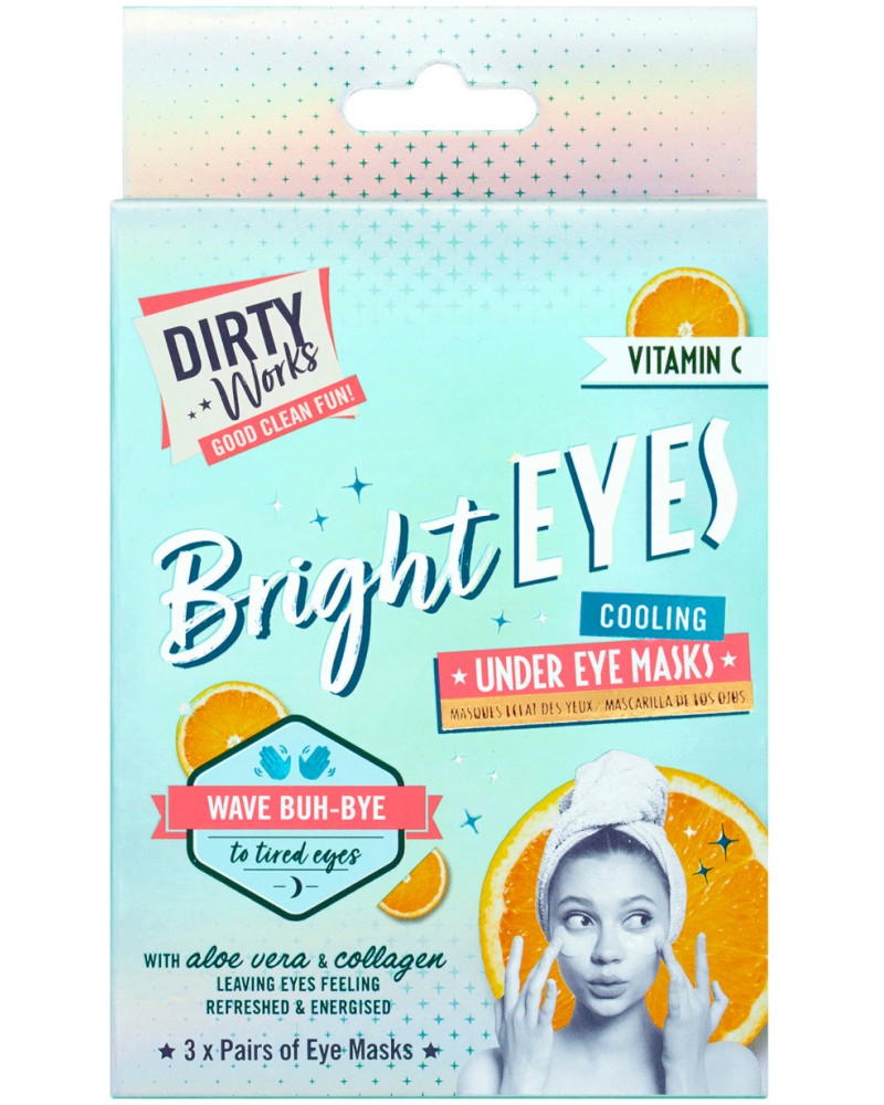 Dirty Works Bright Eyes Cooling Under Eye Masks - Озаряващи пачове за зоната под очите, 3 x 2 броя - продукт