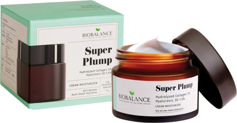 BioBalance Super Plump Cream Moisturizer BioBalance Super Plump Cream Moisturizer - Хидратиращ крем за лице с 3% колаген и 1.5% 3D хиалуронова киселина - крем