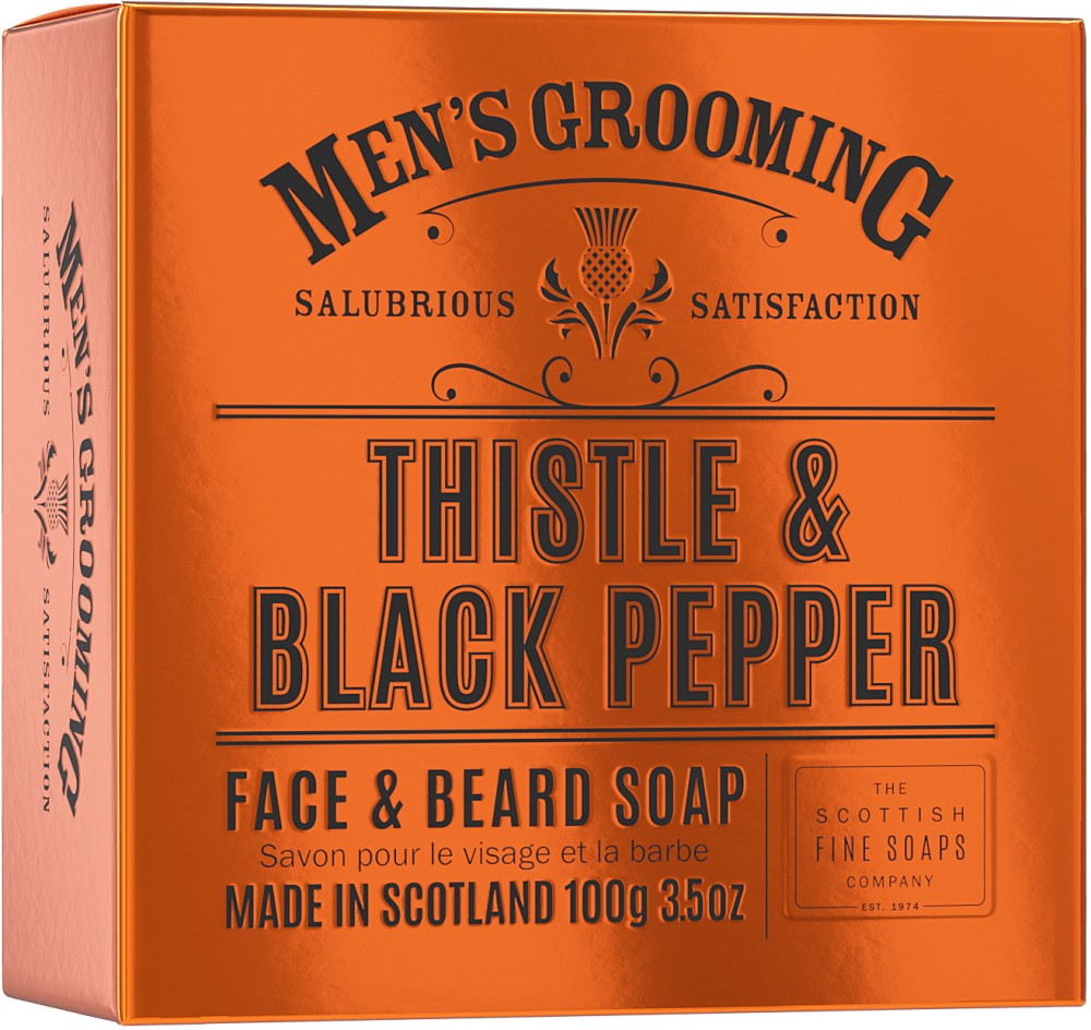 Scottish Fine Soaps Men's Grooming Thistle & Black Pepper Face & Beard Soap -        Men's Grooming - 