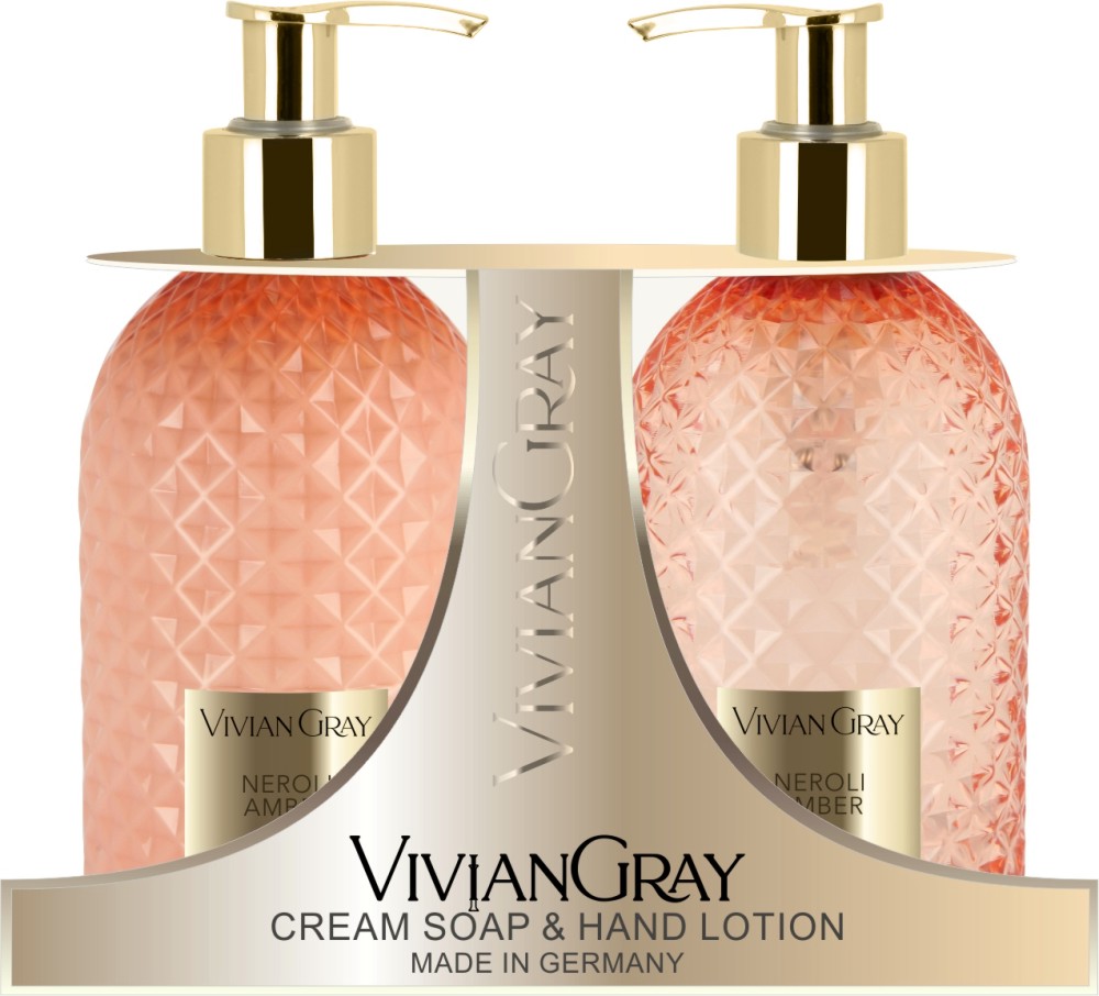 Подаръчен комплект Vivian Gray Neroli & Amber Подаръчен комплект Vivian Gray Neroli & Amber - Течен сапун и лосион за ръце от серията Gemstone - продукт