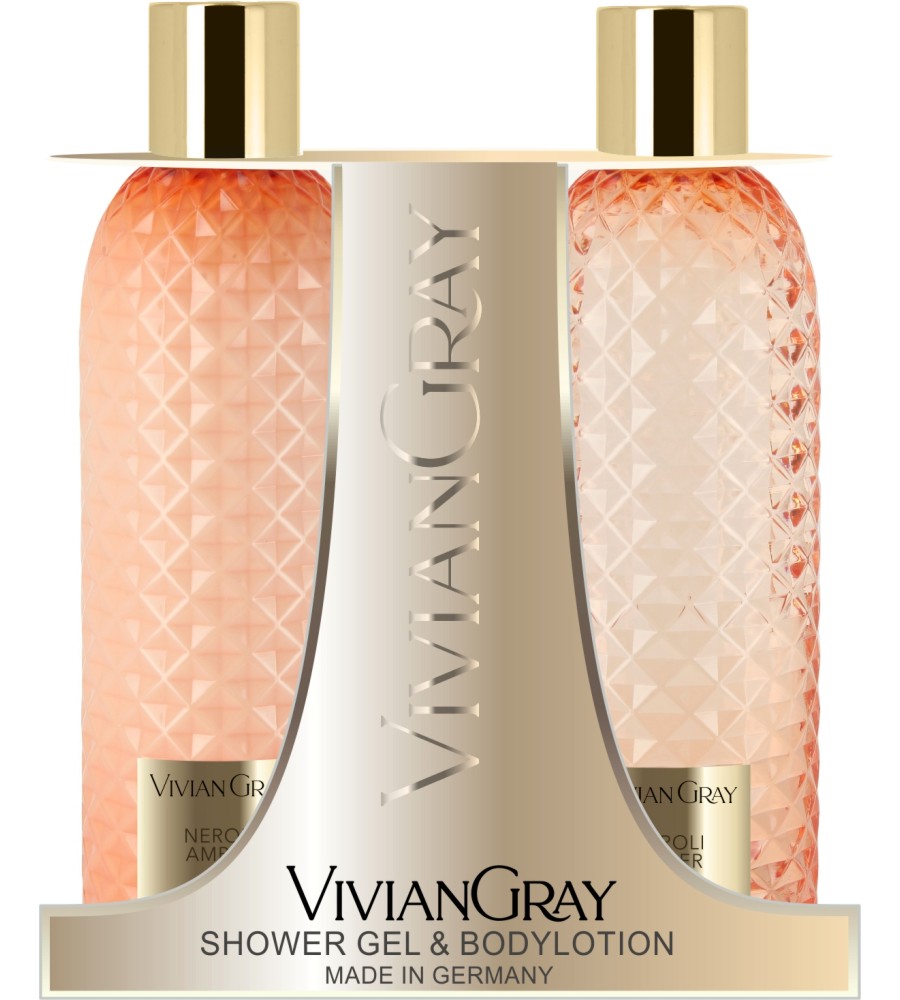 Подаръчен комплект Vivian Gray Neroli & Amber Подаръчен комплект Vivian Gray Neroli & Amber - Душ гел и лосион за тяло от серията Gemstone - продукт