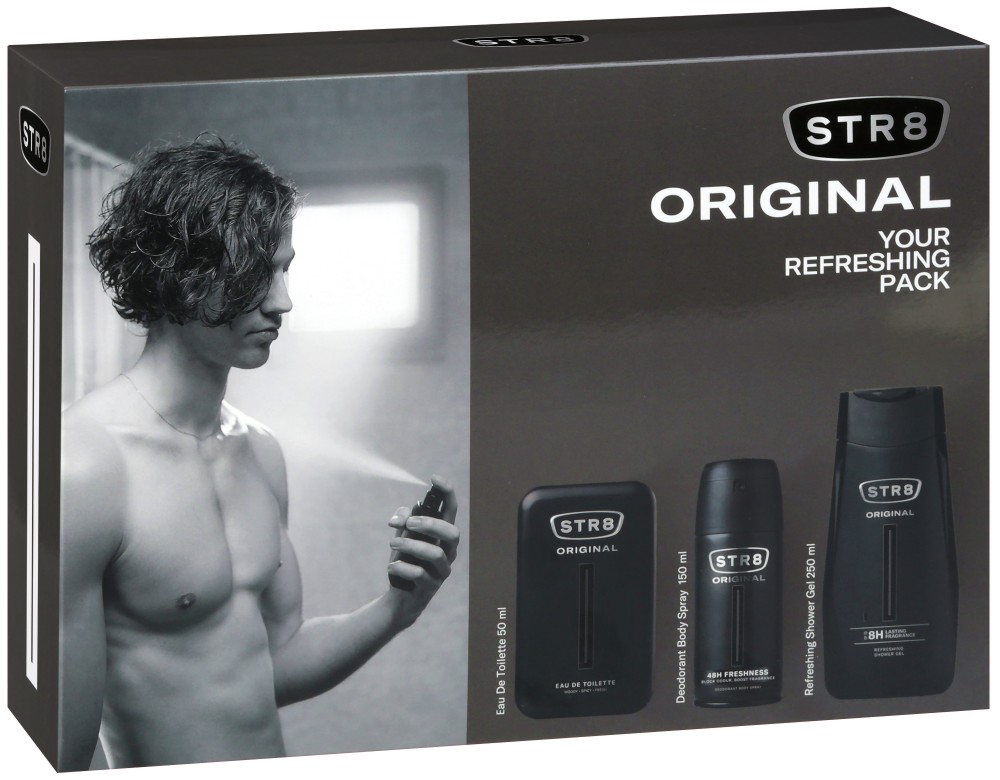 Подаръчен комплект за мъже STR8 Original - Дезодорант, душ гел и парфюм от серията Original - продукт