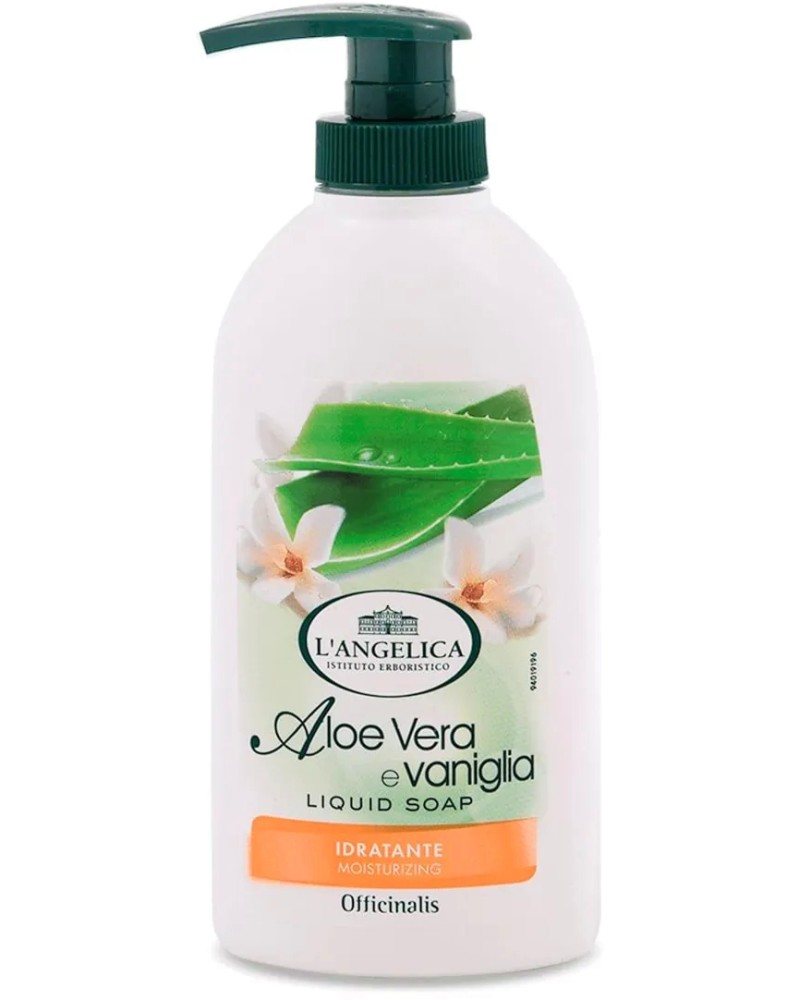 L’Angelica Liquid Moisturizing Soap Aloe and Vanilla - Течен сапун с алое вера и ванилия - сапун