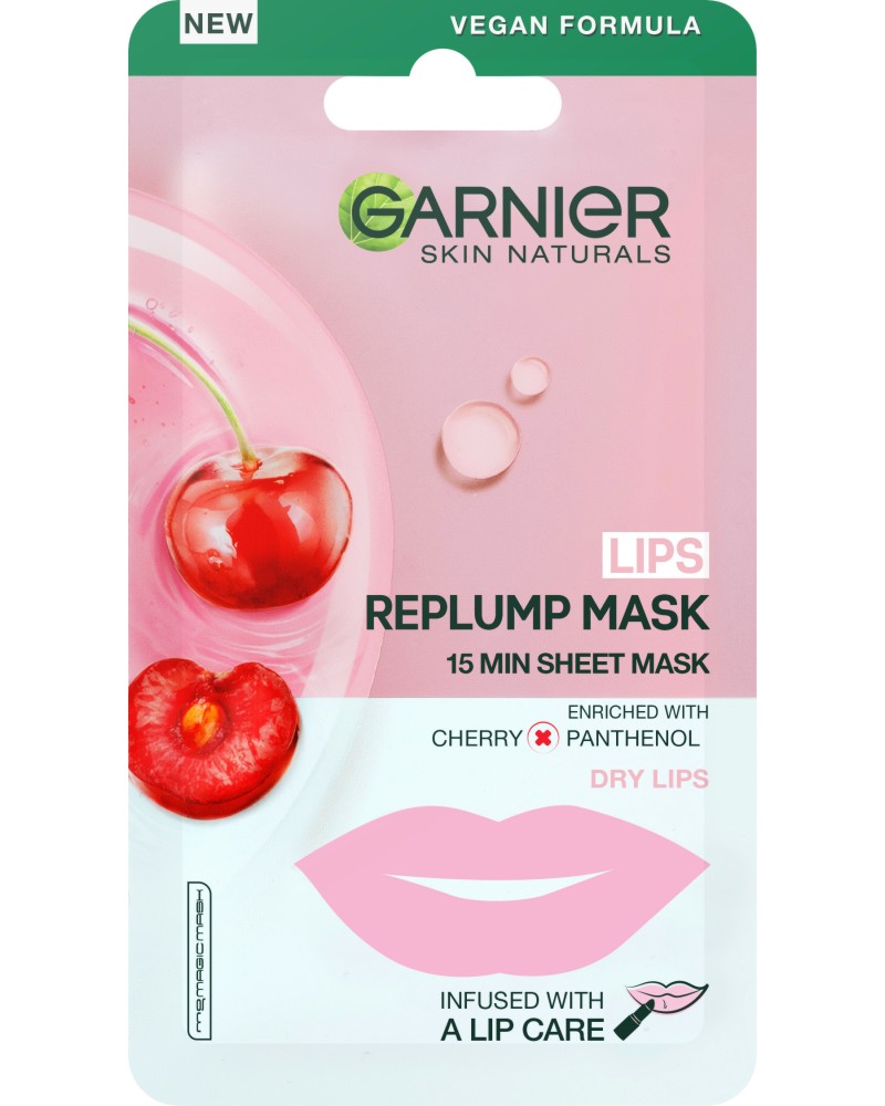 Garnier Replump Cherry Lip Mask -      Skin Naturals - 