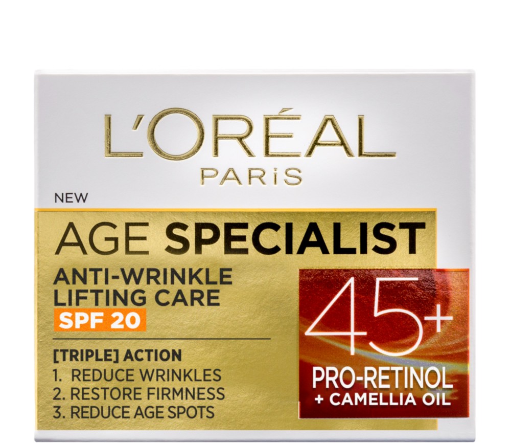 L'Oreal Paris Age Specialist 45+ SPF 20 - Крем за лице против стареене от серията Age Specialist - крем