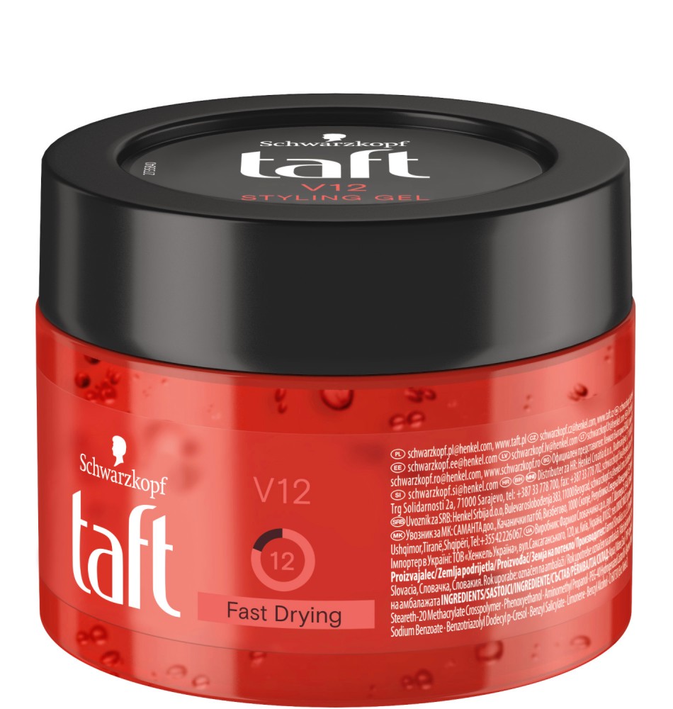 Taft V12 Fast Drying Gel - Бързосъхнещ гел за коса - гел