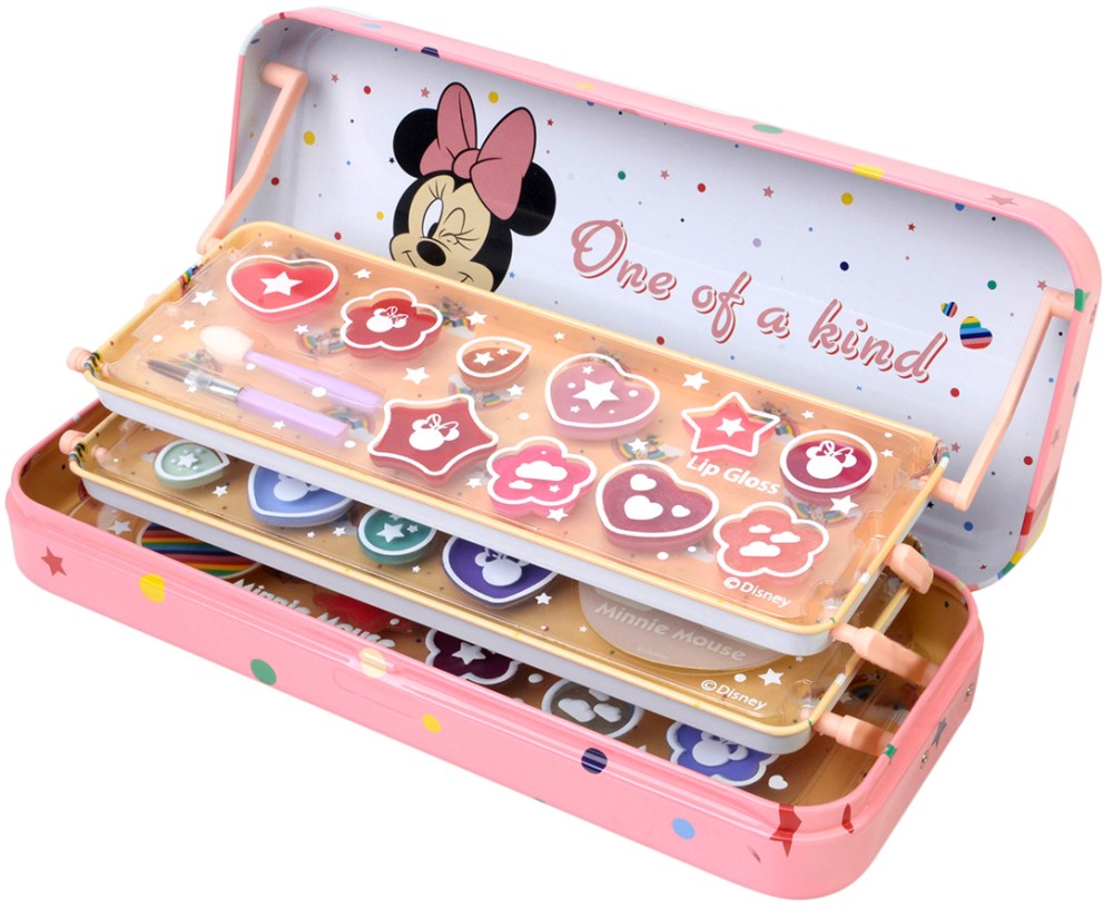 Детски комплект с гримове в метална кутия - Disney Minnie Mouse - От серията "Мики и Мини" - продукт
