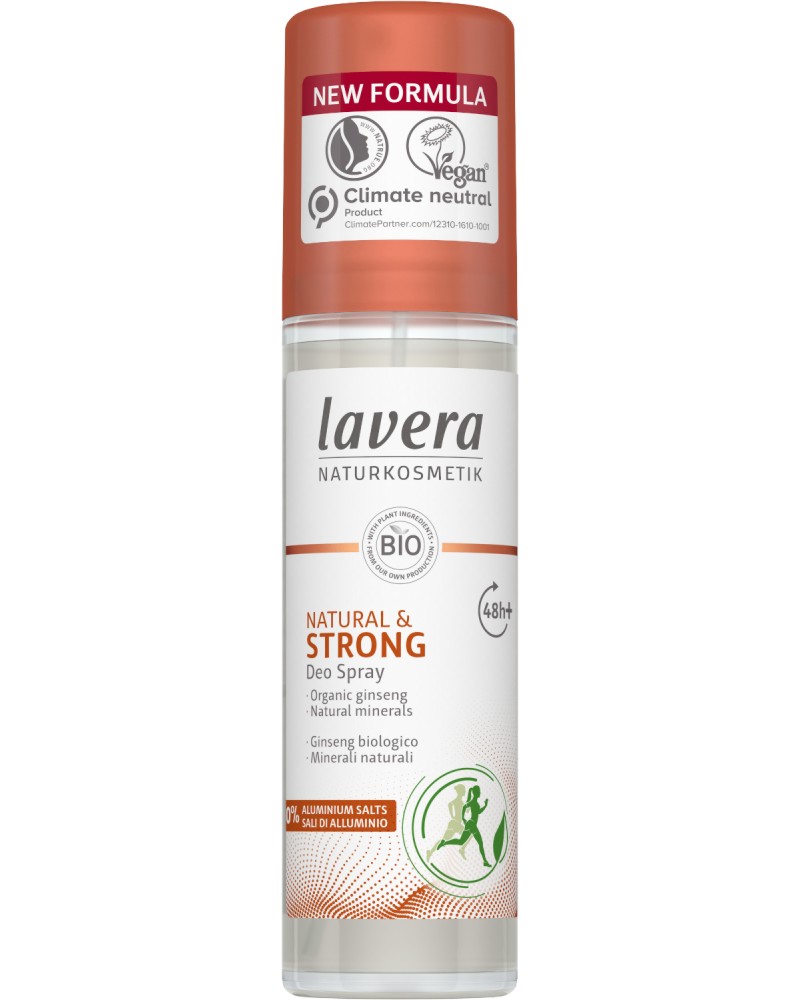 Lavera Natural & Strong Deo Spray Lavera Natural & Strong Deo Spray - Спрей дезодорант с био екстракт от женшен и естествени минерали - дезодорант
