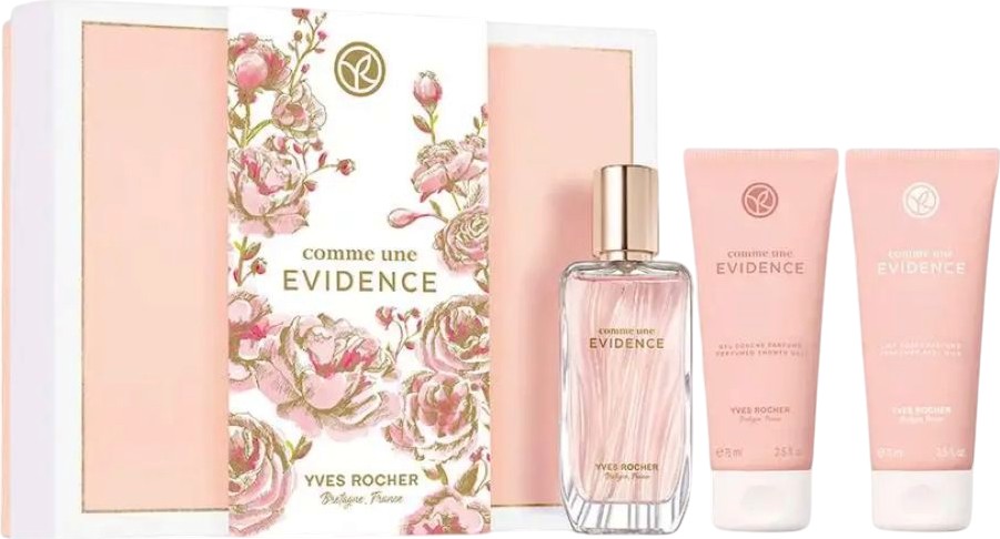 Подаръчен комплект Yves Rocher Comme Une Evidence Подаръчен комплект Yves Rocher Comme Une Evidence - Дамски парфюм, душ гел и мляко за тяло - продукт