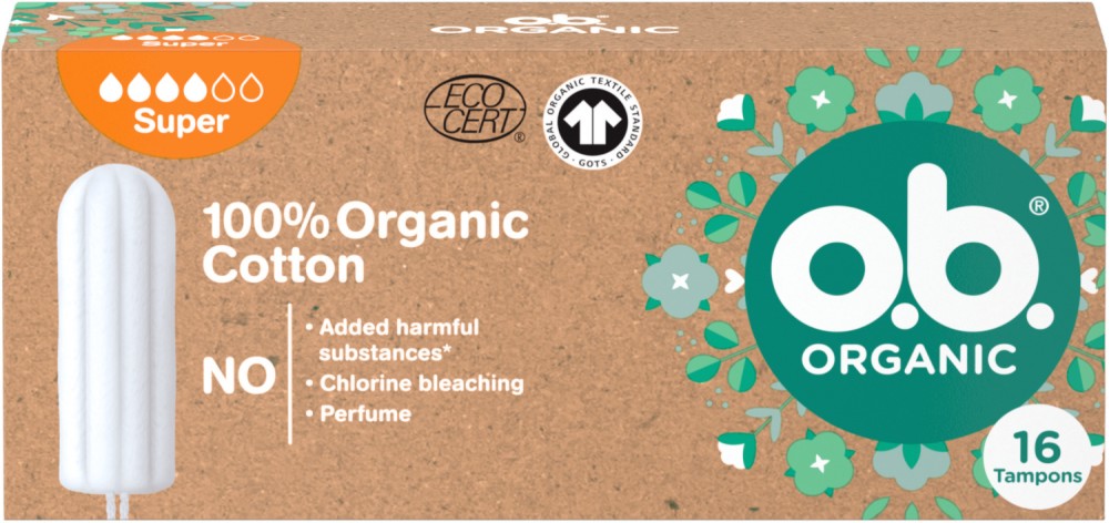 o.b. 100% Organic Super Tampons - 16       - 