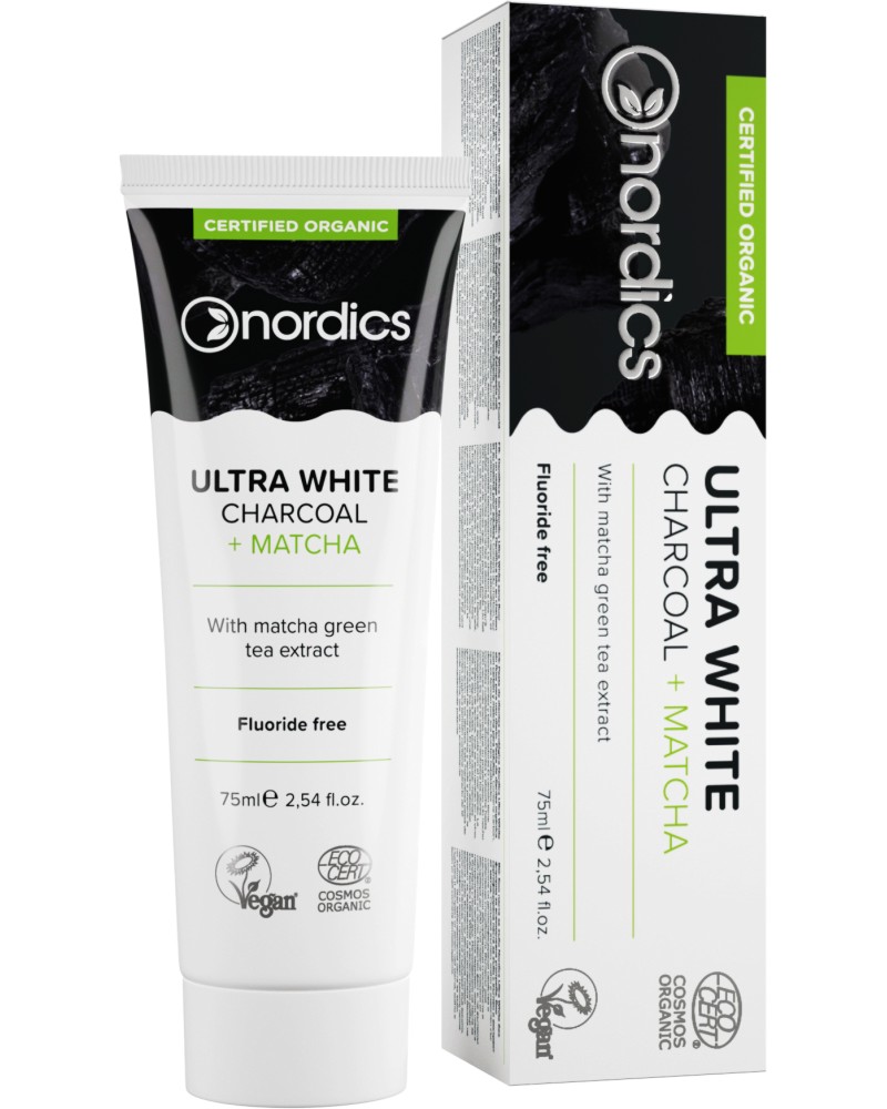 Nordics Ultra White Charcoal + Matcha Organic Toothpaste -        -   