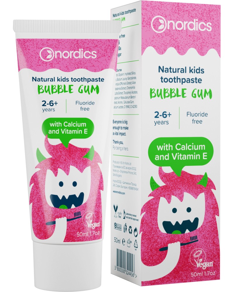 Nordics Kids Toothpaste Bubble Gum -         -   