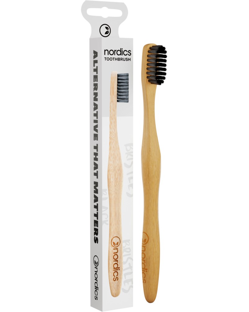 Nordics Bamboo Toothbrush Charcoal -        - 