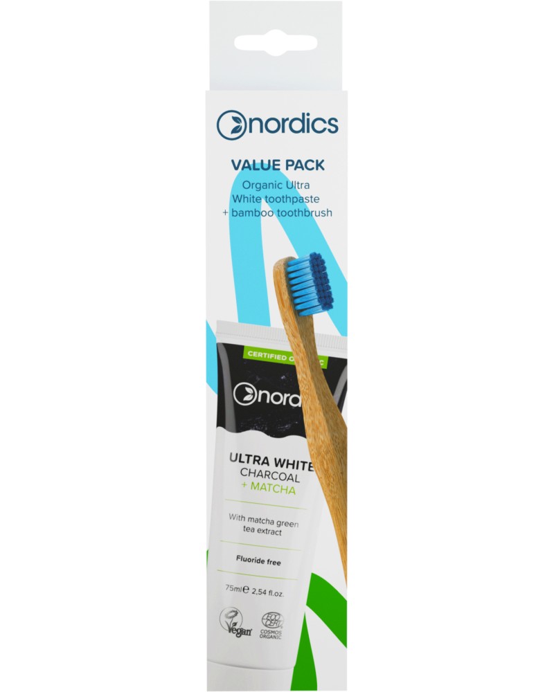Nordics Ultra White + Bamboo Toothbrush -        - 