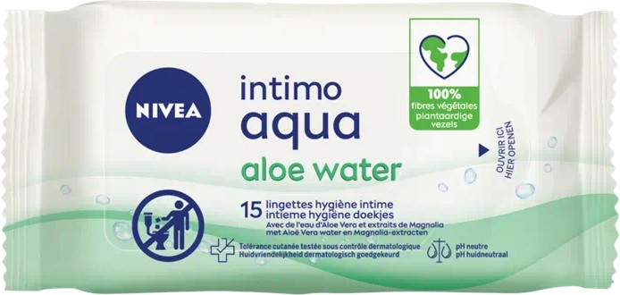 Nivea Intimo Aqua Aloe Water Wipes - 15         -  