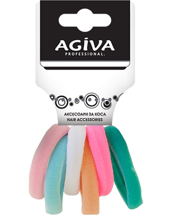 Ластици за коса Agiva - 6 броя от серията Agiva Professional - ластик