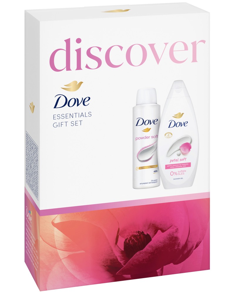 Подаръчен комплект Dove Discover Soft Подаръчен комплект Dove Discover Soft - Душ гел и дезодорант - продукт