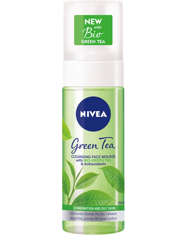Nivea Green Tea Cleansing Face Mousse - Почистваща пяна за лице с био зелен чай - пяна