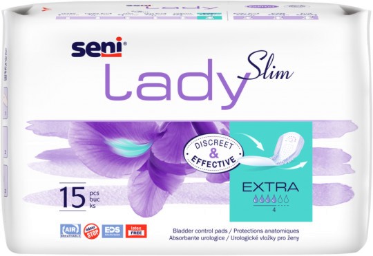 Урологични дамски превръзки Seni Lady Slim Extra - За лека инконтиненция, 15 броя - дамски превръзки