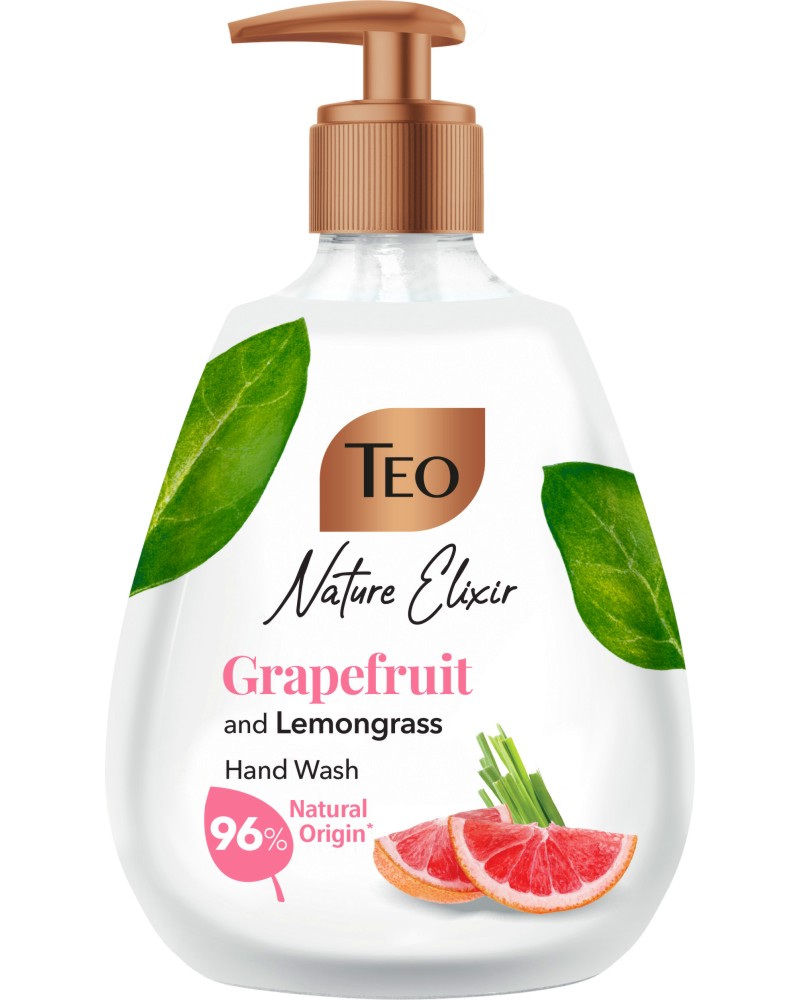 Teo Nature Elixir Grapefruit and Lemongrass Hand Wash Teo Nature Elixir Grapefruit and Lemongrass Hand Wash - Течен сапун с грейпфрут и лимонена трева - сапун