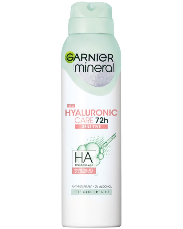 Garnier Mineral Hyaluronic Care - Дамски дезодорант за чувствителна кожа - дезодорант