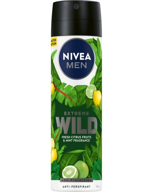 Nivea Men Extreme Wild Citrus & Mint Anti-Perspirant Nivea Men Extreme Wild Citrus & Mint Anti-Perspirant - Дезодорант за мъже против изпотяване от серията Nivea Men - дезодорант