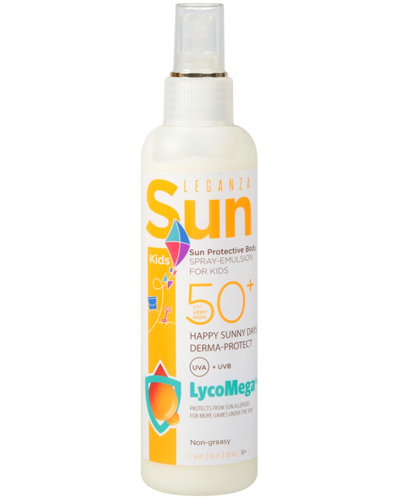 Leganza Sun Kids Protective Spray-Emulsion SPF 50+ - Слънцезащитна спрей-емулсия за деца от серията "Sun" - продукт
