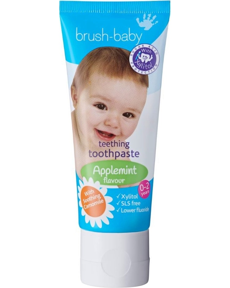 Brush Baby Applemint Fluoride Teething Toothpaste - Бебешка паста за никнещи зъби, 0-2 г - паста за зъби