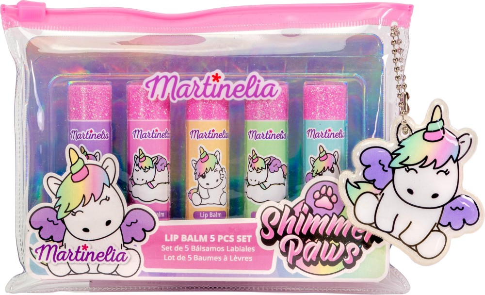 Детски балсами за устни Matrinelia - 5 броя в несесер от серията Shimmer Paws - продукт