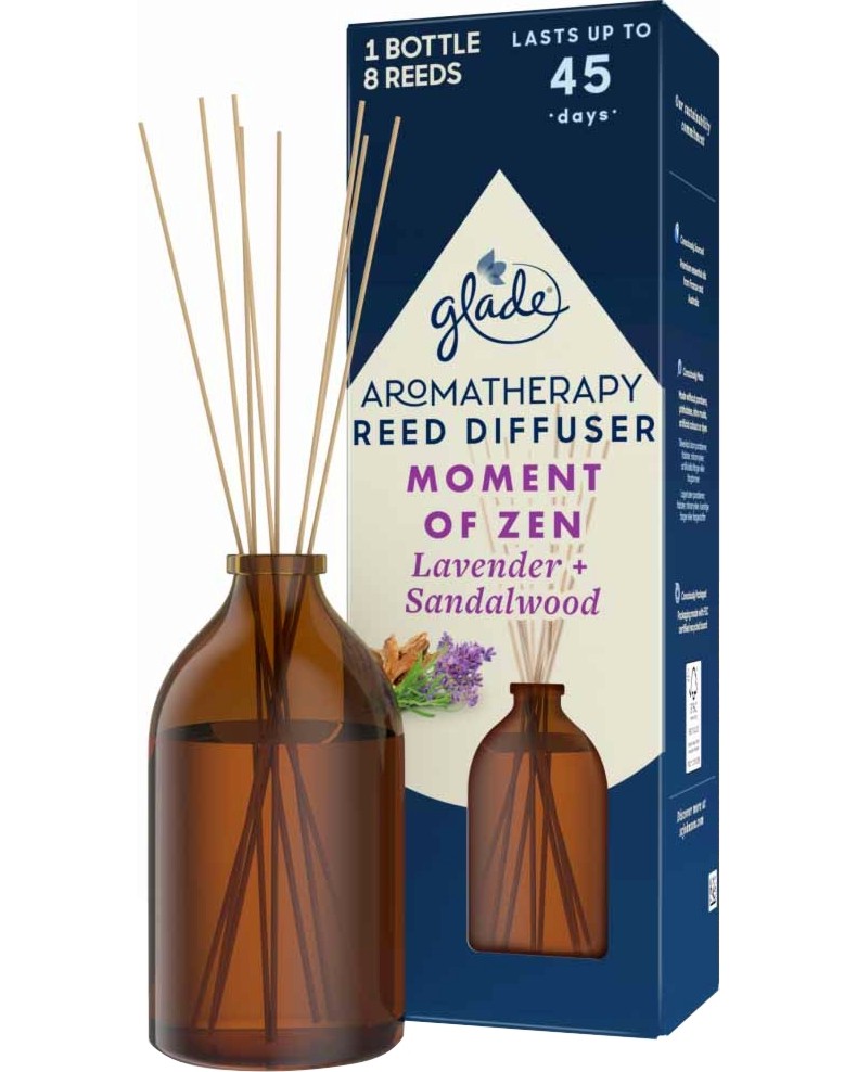Арома дифузер с пръчици Glade Aromatherapy - С аромат на сандалово дърво и лавандула - продукт