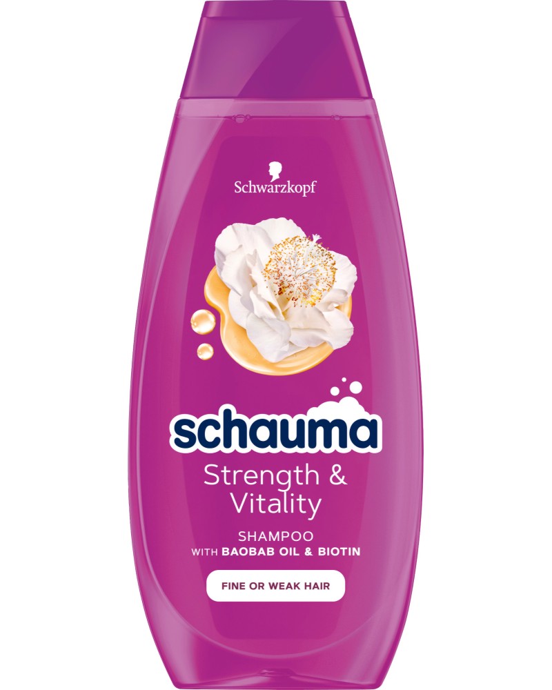 Schauma Strength & Vitality Shampoo - Шампоан за тънка и слаба коса с биотин - шампоан
