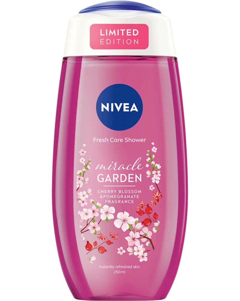 Nivea Miracle Garden Cherry Blossom & Pomegranate Shower - Душ гел с аромат на черешов цвят и нар - душ гел
