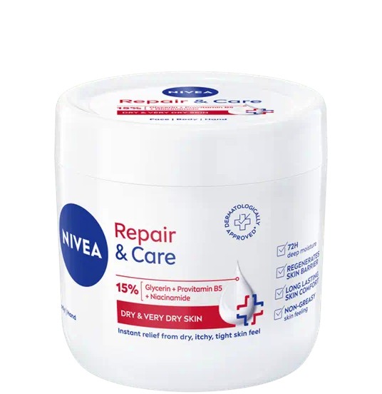 Nivea Repair & Care Face & Body & Hand Cream - ���������� ���� �� ���� � ����� ���� ����  � 15% ��������, ���������� B5 � ���������� - ����