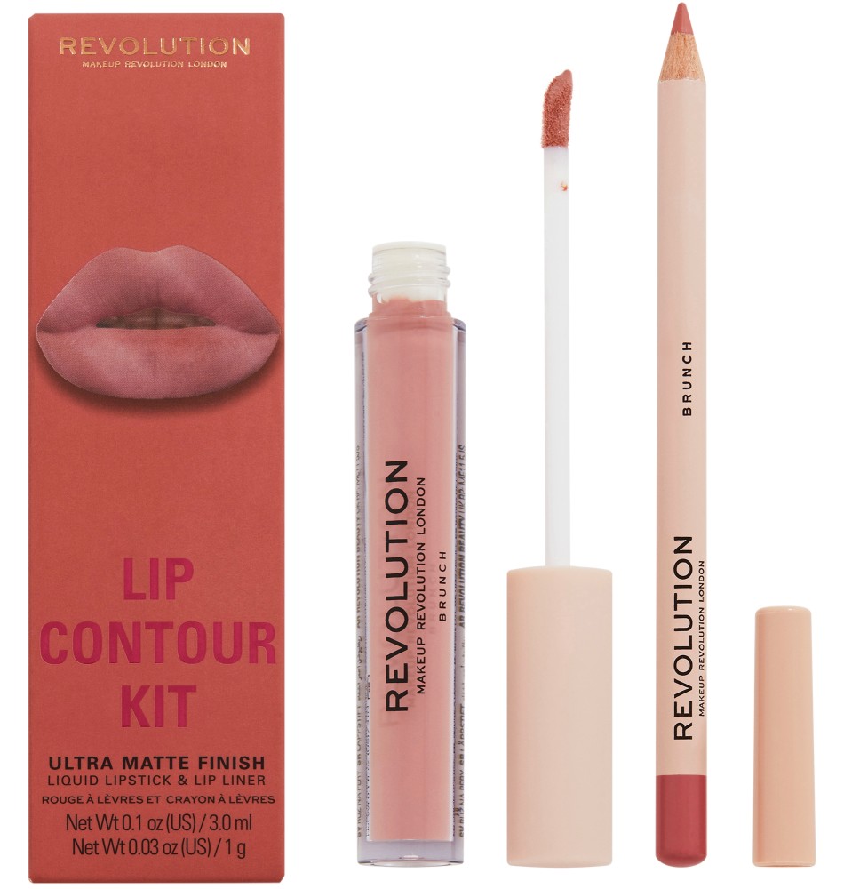 Makeup Revolution Lip Contour Kit Makeup Revolution Lip Contour Kit - Комплект червило и молив за устни - продукт
