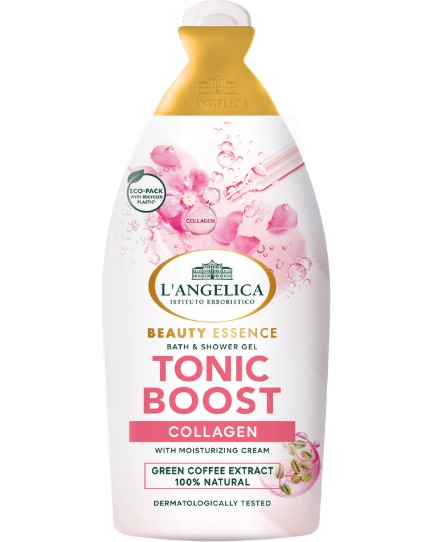L'Angelica Beauty Essence Tonic Boost Bath & Shower Gel L'Angelica Beauty Essence Tonic Boost Bath & Shower Gel - Душ гел и пяна за вана с колаген и екстракт от зелено кафе от серията Beauty Essence - душ гел