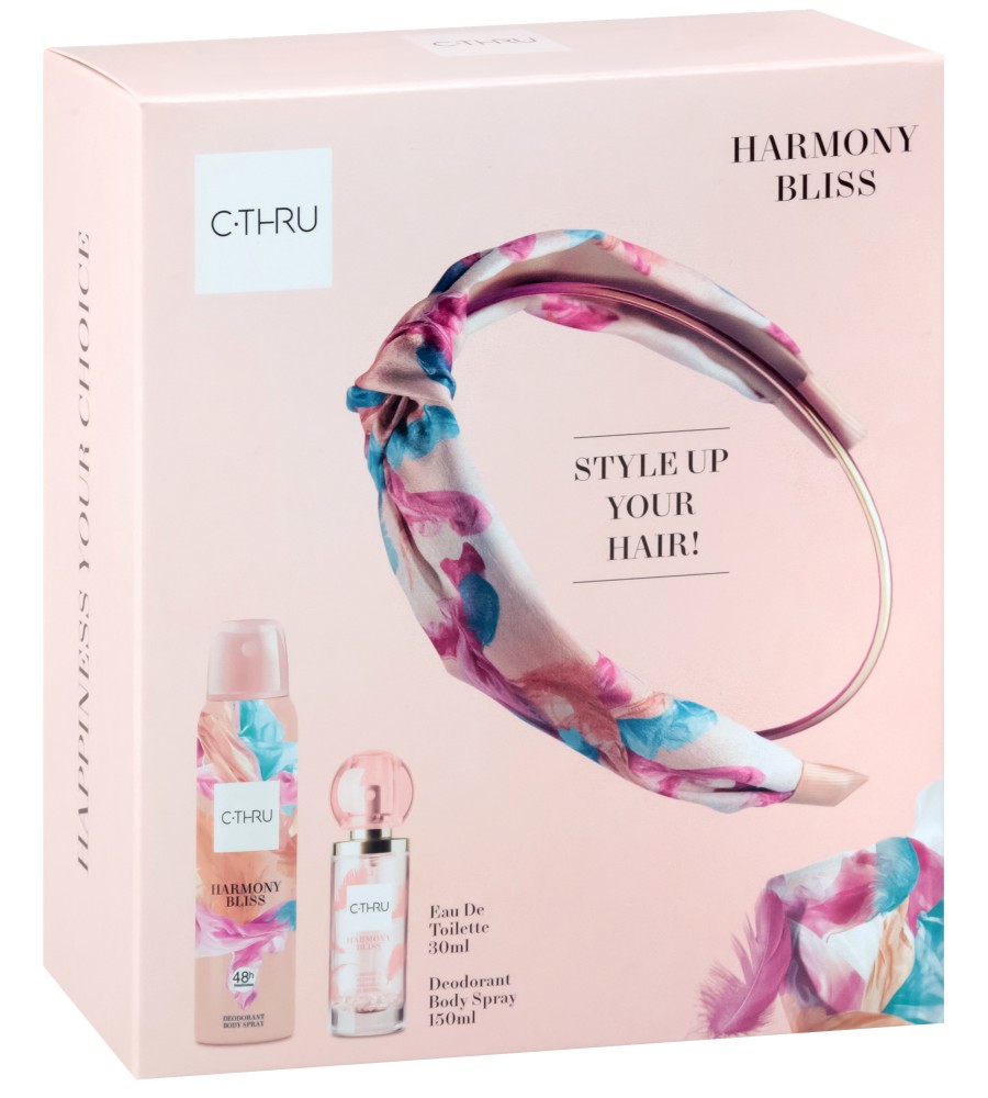 Подаръчен комплект C-Thru Harmony Bliss - Дамски парфюм, дезодорант и диадема от серията Harmony Bliss - продукт