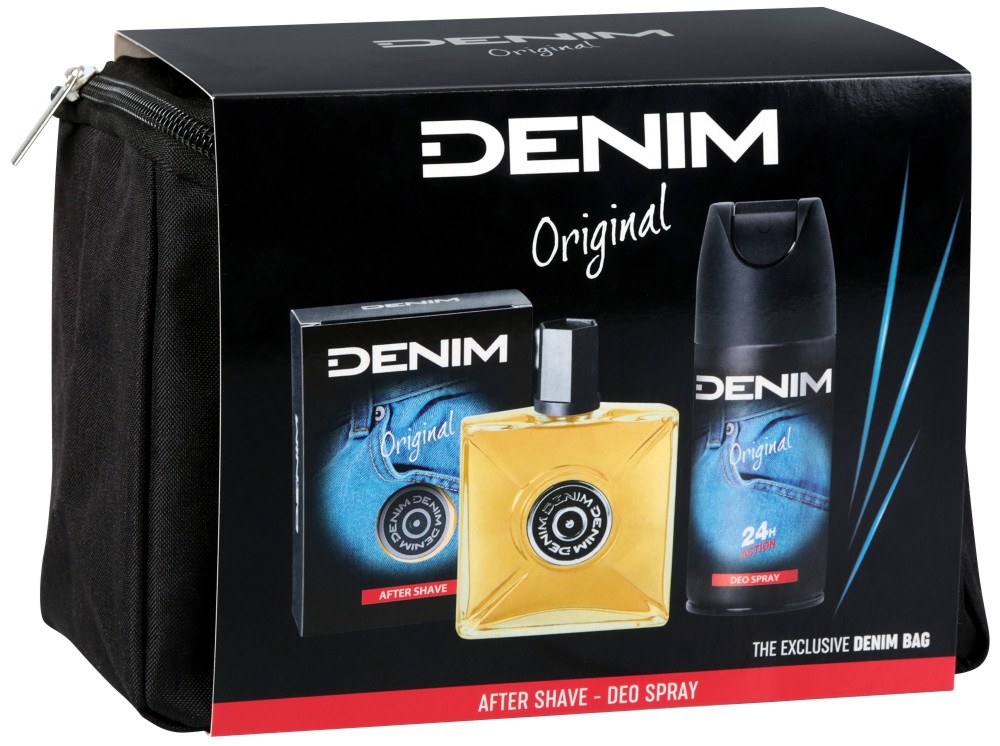 Подаръчен комплект с несесер Denim Original - Мъжки дезодорант и афтършейв от серията Original - продукт