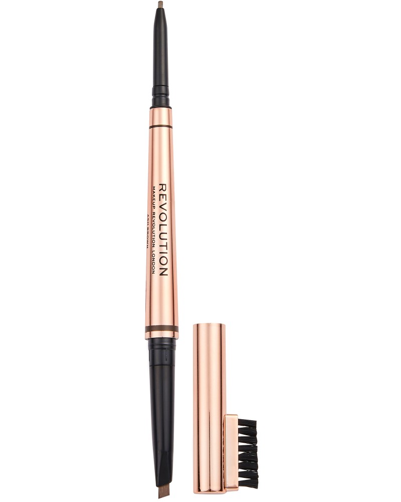 Makeup Revolution Balayage Duo Brow Pencil Makeup Revolution Balayage Duo Brow Pencil - Двустранен молив за вежди с четка - молив