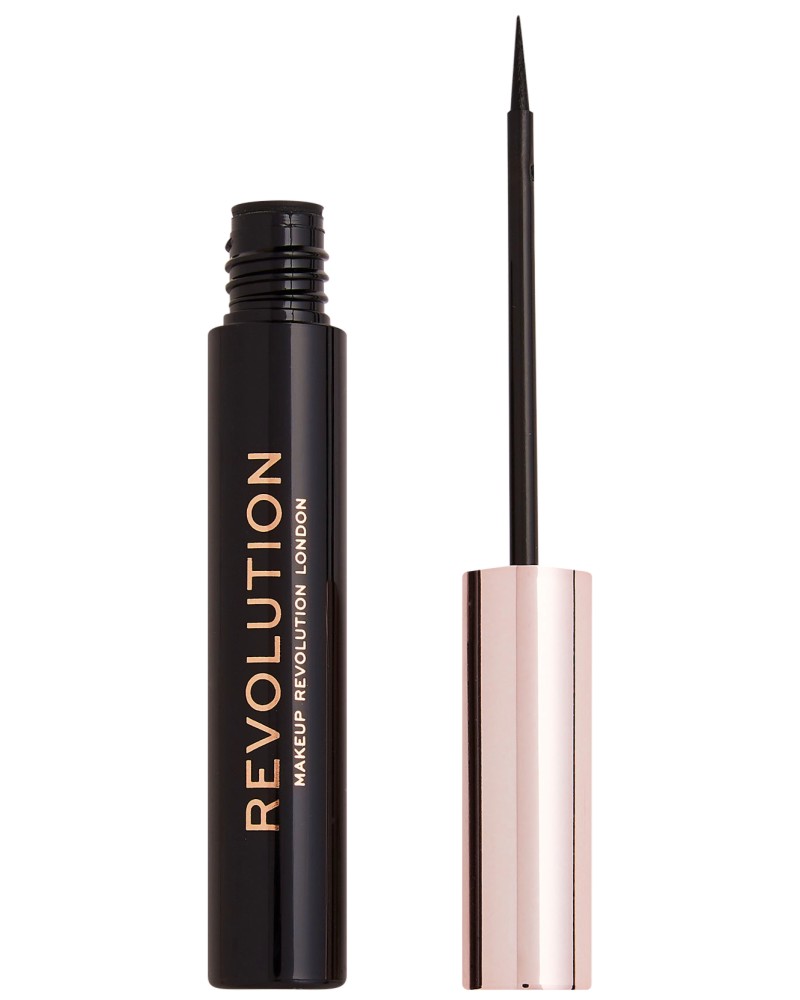 Makeup Revolution Super Flick Eyeliner Makeup Revolution Super Flick Eyeliner - Течна очна линия с гъвкава четка - очна линия