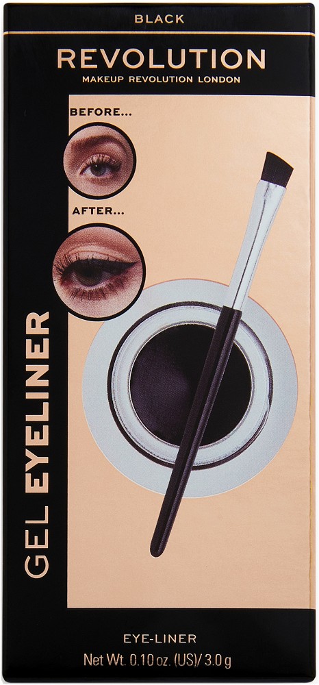Makeup Revolution Gel Eyeliner Makeup Revolution Gel Eyeliner - Гелообразна очна линия с четка - очна линия