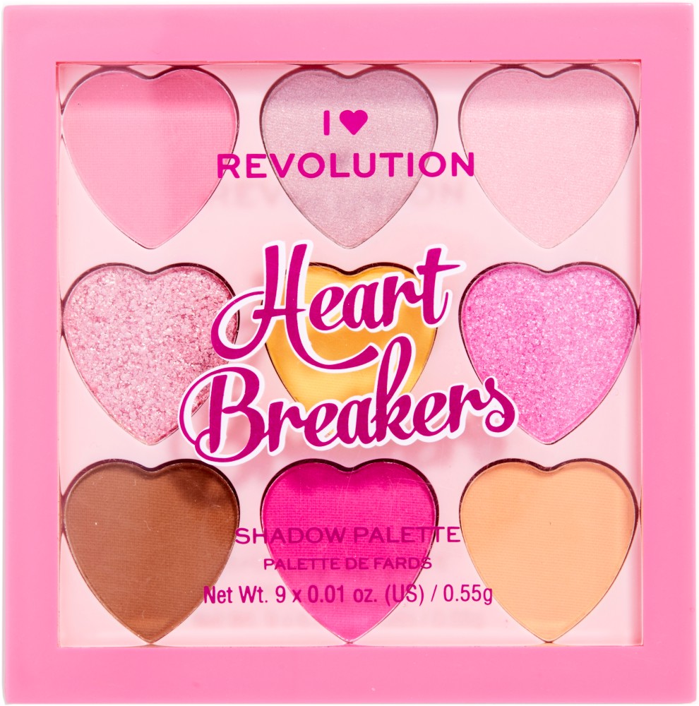 I Heart Revolution Heartbreakers Eyeshadow Palette I Heart Revolution Heartbreakers Eyeshadow Palette - Палитра с 9 цвята сенки за очи - сенки