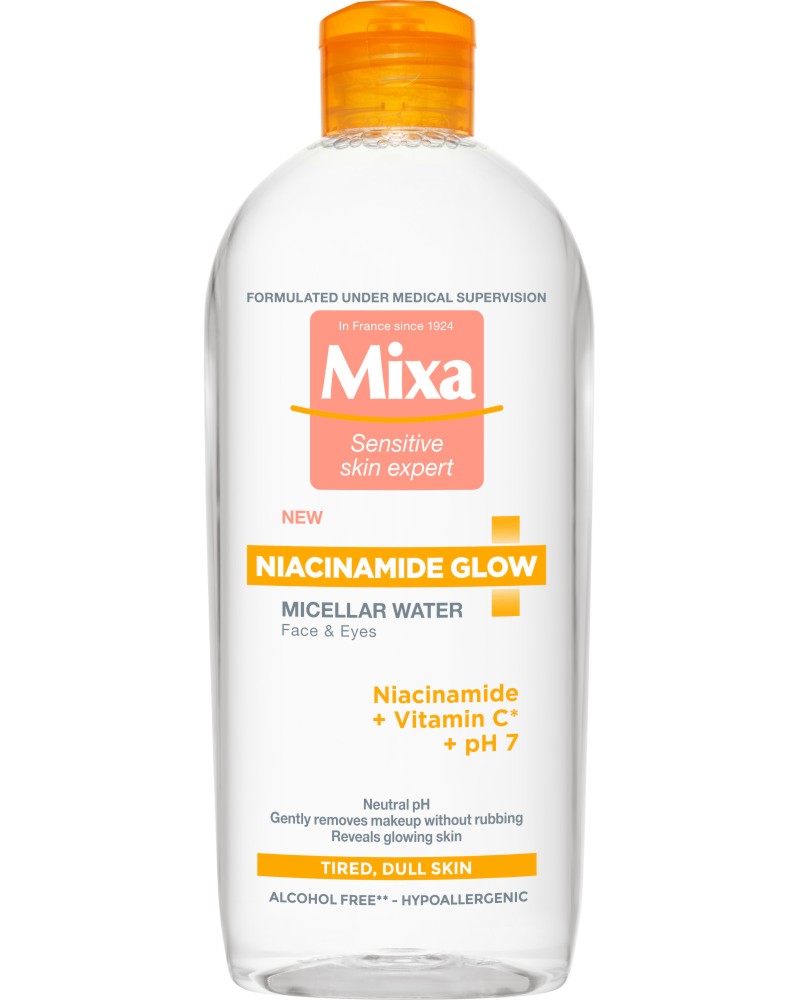 Mixa Niacinamide Glow Micellar Water - Мицеларна вода за уморена кожа - продукт